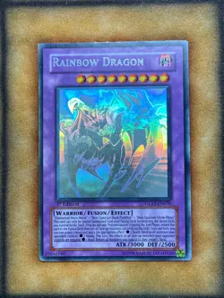 Yugioh Rainbow Dragon / Chaos Neos GLAS-EN036 Ghost Rare 1st Ed MISPRINT VLP - Image 1