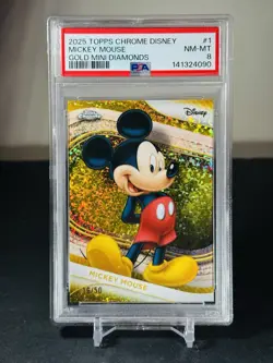 MICKEY MOUSE 2025 Topps Chrome Disney Gold Refractor Mini Diamonds /50 PSA 🔥 - Image 1