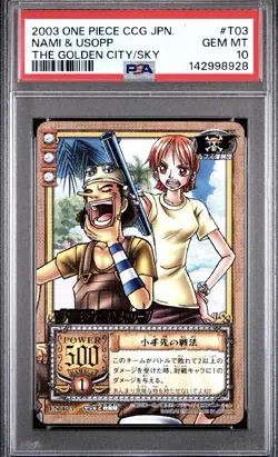 PSA 10 2004 BANDAI ONE PIECE THE GOLDEN CITY IN THE SKY NAMI & USOPP T03 - Image 1