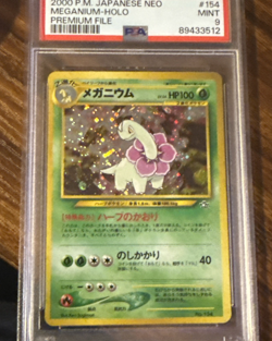 1999 Pokemon Meganium Holo Japanese NEO Premium File PSA 9 - Image 3