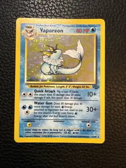 Pokemon Vaporeon Jungle 28/64 Rare Holo Base Set Jungle Card - Image 1