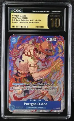 Portgas D. Ace P-074 CGC Pristine 10 PC: Best Selection Vol. 3 One Piece Card - Image 1