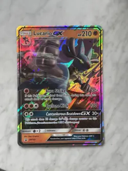 JUMBO Pokemon Lucario GX SM100 Promo Holo 210 HP Card English - Image 1