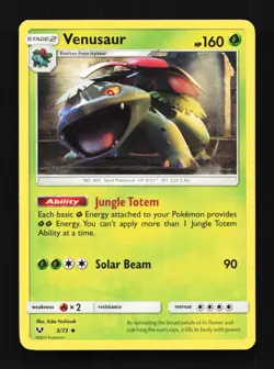 Venusaur 3/73 LP Shining Legends English Pokemon Card TCG - Image 1