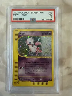 PSA 7 Mew 19/165 Expedition E Series 2002 Pokemon Card Holo NEAR MINT SWIRL - Image 1