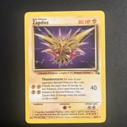1999 Vintage Pokemon Zapdos Fossil Card #30/62 Non-Holo Rare Near Mint Condition - Image 1