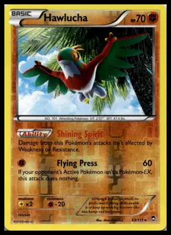 Hawlucha 63/111 XY - Furious Fists Reverse Holo Pokemon Card MP - Image 1