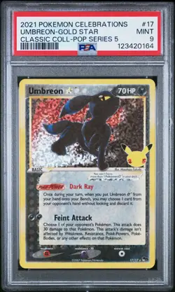 2021 POKEMON CELEBRATIONS CLASSIC COLLECTION #17 UMBREON-GOLD STAR PSA 9 - Image 1