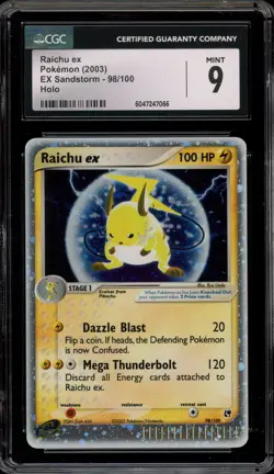 Pokemon Raichu ex EX Sandstorm Holo Ultra Rare #98 CGC 9 Mint - Image 1