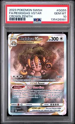 2023 POKEMON SWORD & SHIELD CROWN ZENITH #GG55 FULL ART/REGIGIGAS VSTAR PSA 10 - Image 1