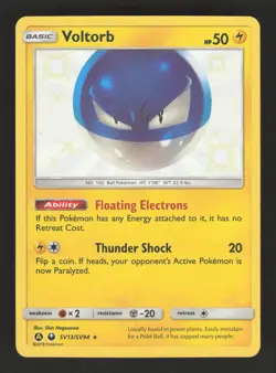 Voltorb SV13/SV94 Pokemon Hidden Fates Baby Shiny Holo Card - Image 1