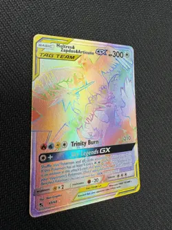 Pokemon TCG Hidden Fates Moltres, Zappos & Articuno GX Rainbow Secret Rare 69/68 - Image 2