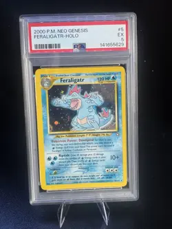 2000 POKEMON NEO GENESIS FERALIGATR HOLO RARE UNLIMITED #5/111 PSA 5 - Image 1