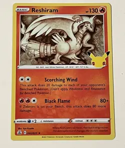 Reshiram - 2/25 Holo Rare 25th Ann. Celebrations Pokemon Card - NM. Sleeved. 🔥 - Image 1