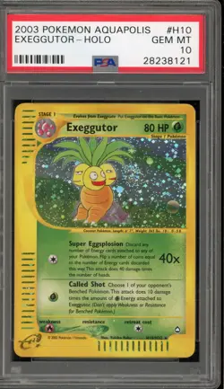 Pokemon Exeggutor Aquapolis Holo Rare #H10 DAMAGED SLAB PSA 10 Gem Mint - Image 1