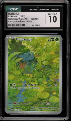 Pokemon Bulbasaur 151 MEW EN Illustration Rare #166 CGC 10 Gem Mint - Image 1