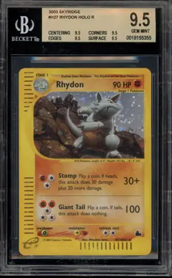 Pokemon Rhydon Skyridge Holo Rare #H27 BGS 9.5 Gem Mint - Image 1