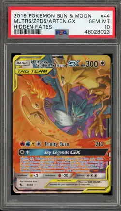 Pokemon Moltres & Zapdos & Articuno GX Hidden Fates Holo Ultra Rare #44 PSA 10 - Image 1
