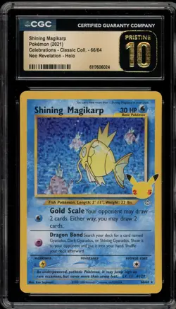 Pokemon Shining Magikarp Celebrations Classic Coll. Neo Rev. #66 CGC 10 Pristine - Image 1