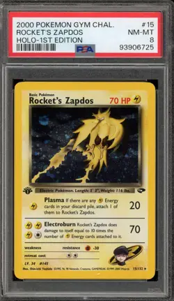 Pokemon Rocket's Zapdos Gym Challenge 1st Edition Holo Rare #15 PSA 8 - Image 1