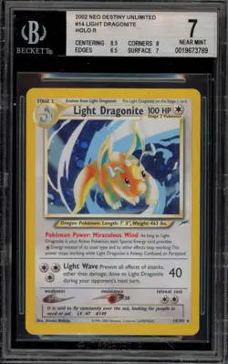 Pokemon Light Dragonite Neo Destiny Unlimited Holo Rare #14 BGS 7 - Image 1