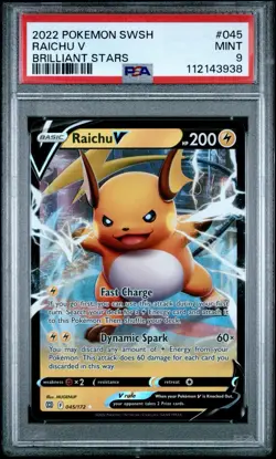 2022 POKEMON SWORD & SHIELD BRILLIANT STARS #045 RAICHU V BRILLIANT STARS PSA 9 - Image 1