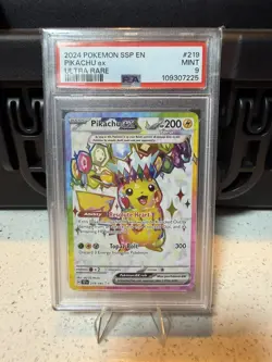 2024 POKEMON SSP EN-SURGING SPARKS ULTRA RARE #219 PIKACHU EX PSA 9 - Image 1