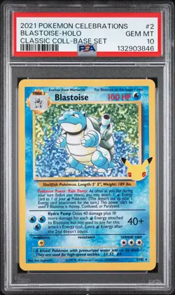 2021 Pokemon Celebrations Classic Coll. Blastoise-Holo #2 GEM MT PSA 10 Base Set - Image 1