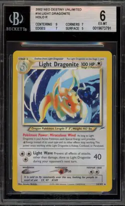 Pokemon Light Dragonite Neo Destiny Unlimited Holo Rare #14 BGS 6 - Image 1