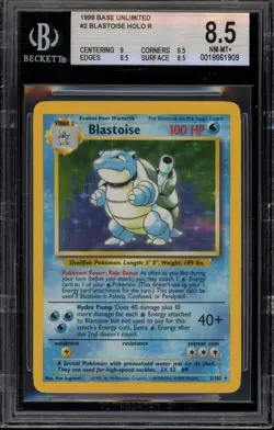 Pokemon Blastoise Base Set Unlimited Holo Rare #2 BGS 8.5 - Image 1