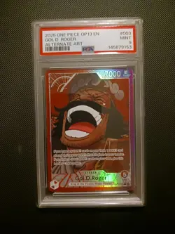 One Piece Card Game TCG Gol.D.Roger OP13-003 Alt Art Leader PSA 9 - Image 1
