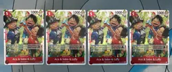 4x Ace & Sabo & Luffy OP13-007 SR - One Piece TCG English Playset Near-Mint - Image 1