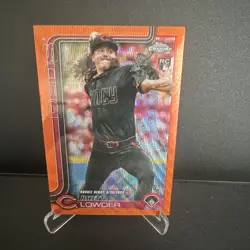 Topps Chrome 2025 Rookie Rhett Lowder Orange Wave Refractor #USC110 Reds #12/25 - Image 1