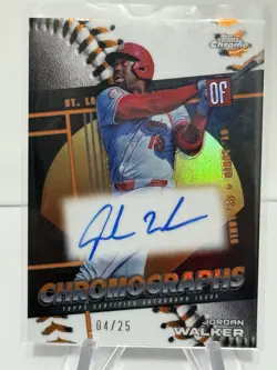 2025 Topps Chrome Jordan Walker Chromographs Orange /25 Cardinals 1:6,464 packs - Image 1
