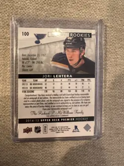 14-15 UD Upper Deck The Cup Jori Lehtera Premier Rookie Patch Auto 9/25 - Image 2