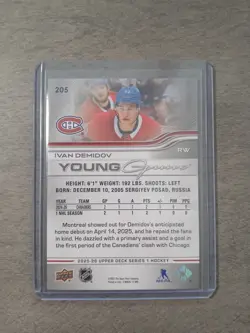 2025-26 Upper Deck Series 1 Ivan Demidov Young Guns #205 Montreal Canadiens - Image 2