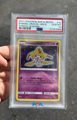 PSA 10 GEM MINT Shining Jirachi Sun & Moon Shining Legends 42/73 Pokemon Card - Image 1