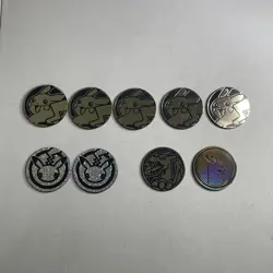 Pokemon TCG Trading Card Game Collectible Coins Token Lot of 9 Pikachu Charizard - Image 1