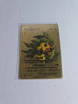 Pokemon🔥PIKACHU🔥TYRANITAR Poncho🔥GOLD FOIL Custom Card🔥Pikachu 208/XY-P - Image 1