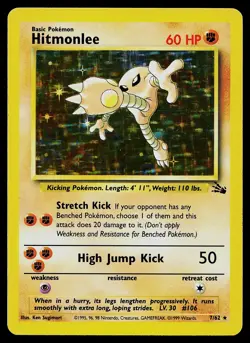 Pokemon Card - Hitmonlee Fossil 7/62 Holo Rare - Image 1