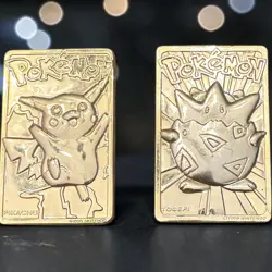 Pokemon Pikachu & Togepi 23K Gold Plated Trading Card 1999 Burger King Collector - Image 1