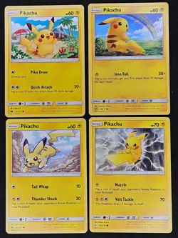 Pikachu 4 Card Lot #2 Sun & Moon 30/111, 28/73, 40/147, 66/236 Pokemon Card NM - Image 1