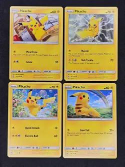 Pikachu Sun & Moon 4 Card Lot 055/236, 66/236, 19/68, 28/73 Pokemon Card NM - Image 1
