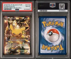 2016 Pokemon XY Black Star Full Art PIKACHU EX Promo Red & Blue Collection PSA 8 - Image 3