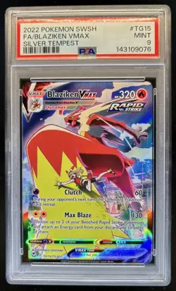 2022 Pokemon SWSH Blaziken Vmax Silver Tempest Full Art #TG15/TG30 PSA 9 Mint - Image 1
