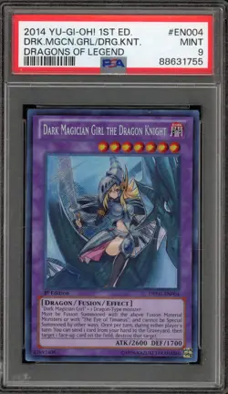 Yu-Gi-Oh! Dark Magician Girl/Dragon Knight 1st Ed Secret Rare DRLG-EN004 PSA 9 - Image 1