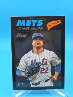 Juan Soto 2026 Topps Heritage #306 Black Chrome Refractor 61/77 - New York Mets - Image 1