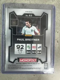 2026 Panini Prizm Monopoly FIFA World Cup Paul Breitner Gold Cracked Ice - Image 2