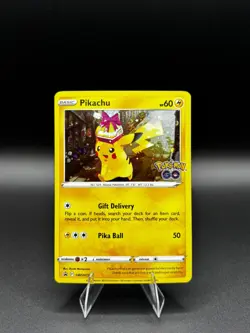 Pokemon TCG Pokemon Go Pikachu (Hat) Black Star Holo Promo Card SWSH234 - Image 1