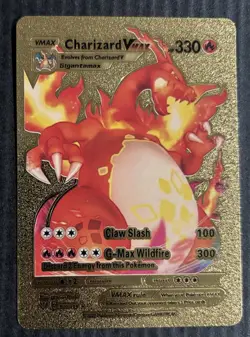 NM Pokemon Charizard VMAX 020/189 Gold Foil Fan Art Card HP 330 Smooth - Image 1